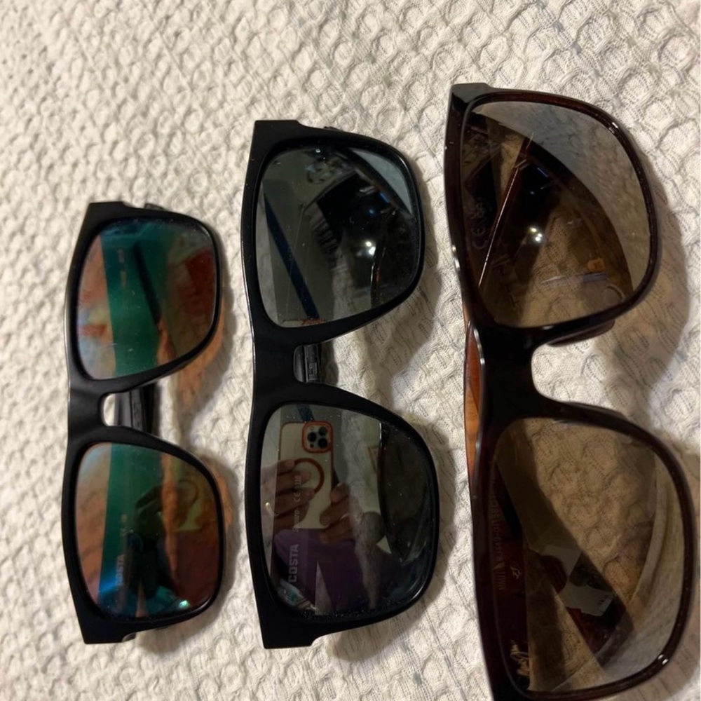 great sunglasses, two are COSTA SPEARD 580, and the other one is MAUI JIM.